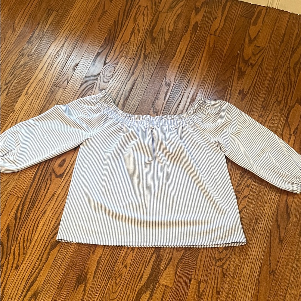 MICHAEL Michael Kors Blue and White Textured Top